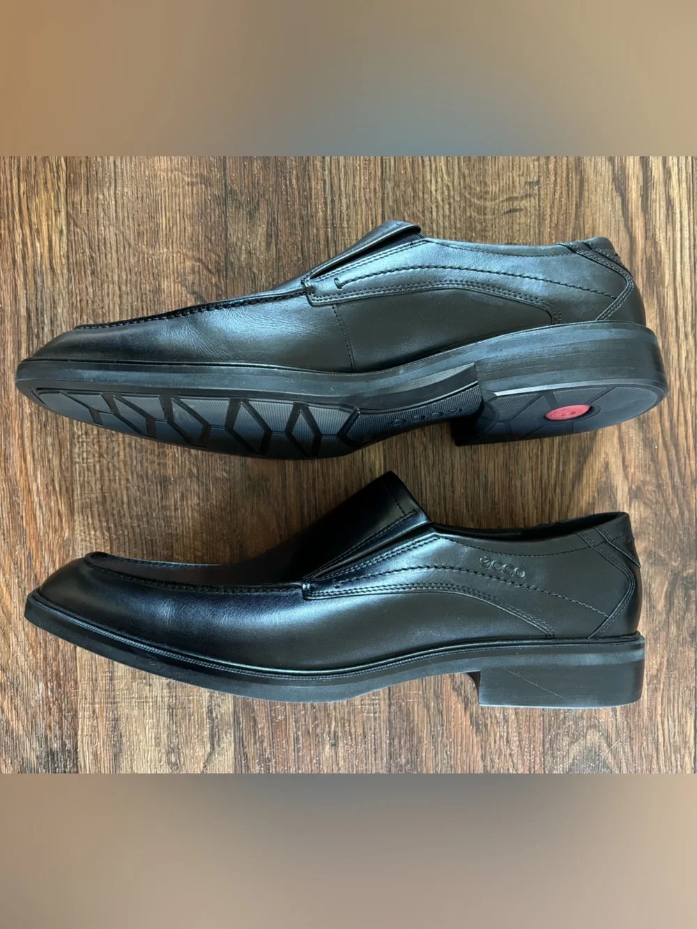 ECCO Windsor Apron Toe Leather Slip-On Loafers - Black 48- 14/14.5
